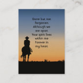 メモリアル写真祈りの言葉ウェスタンホースバックライディング 名刺 (正面)