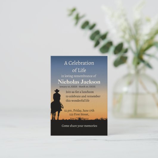 メモリアル写真祈りの言葉ウェスタンホースバックライディングB 名刺 (スタンド正面)