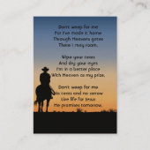 メモリアル写真祈りの言葉ウェスタンホースバックライディングB 名刺 (正面)