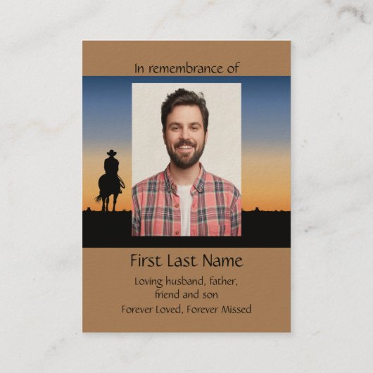 メモリアル写真祈りの言葉ウェスタンホースバックライディングB 名刺 (裏面)