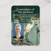 メモリアル写真祈りの言葉エグレットウォーターバード 名刺 (裏面)