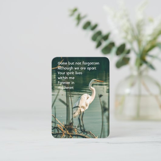 メモリアル写真祈りの言葉エグレットウォーターバード 名刺 (スタンド正面)