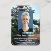 メモリアル写真祈りの言葉オールドツリーフォレストワイルダネス 名刺 (裏面)