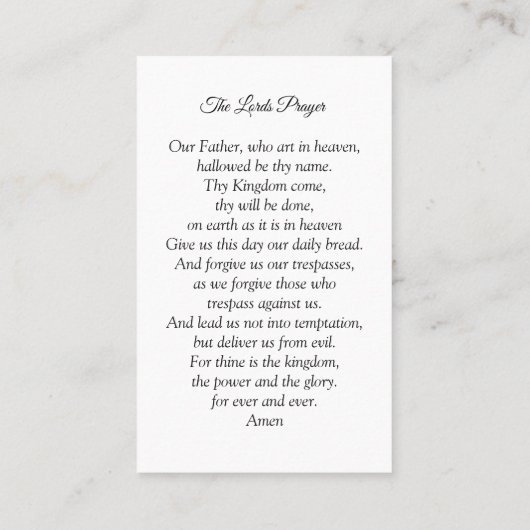 メモリアル写真祈りの言葉カード |主の祈りの言葉 名刺 (裏面)
