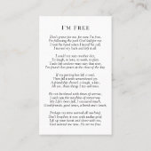 メモリアル写真祈りの言葉カード |無料 名刺 (裏面)