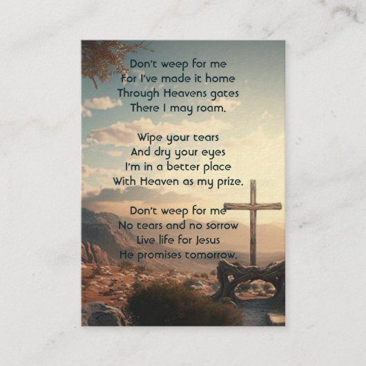 メモリアル写真祈りの言葉クリスチャンクロスマウンテン 名刺 (正面)