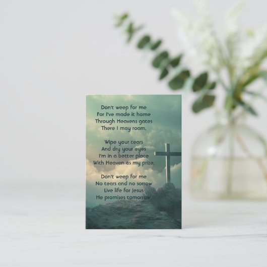 メモリアル写真祈りの言葉クリスチャンクロスマウンテン 名刺 (スタンド正面)