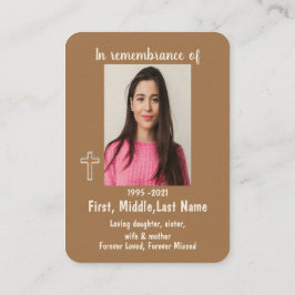 メモリアル写真祈りの言葉シンプルクリスチャンクロス 名刺