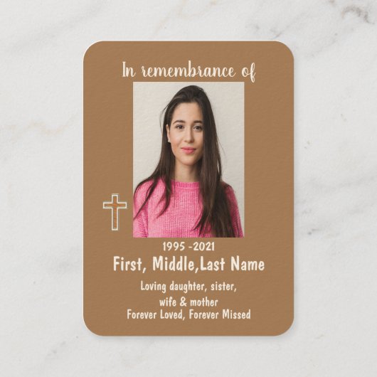 メモリアル写真祈りの言葉シンプルクリスチャンクロス 名刺 (裏面)