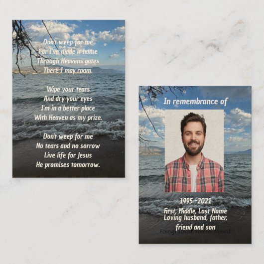 メモリアル写真祈りの言葉シー海レイクビーチ 名刺 (正面/裏面)