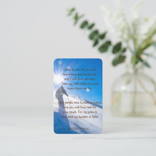 メモリアル写真祈りの言葉スキースキーヤースキーマウンテン 名刺 (スタンド正面)