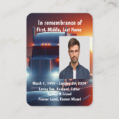 メモリアル写真祈りの言葉セミトラックトラクター – トレーラー 名刺 (裏面)