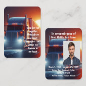 メモリアル写真祈りの言葉セミトラックトラクター – トレーラー 名刺 (正面/裏面)