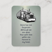 メモリアル写真祈りの言葉セミトラックトラクター – トレーラー 名刺 (正面)