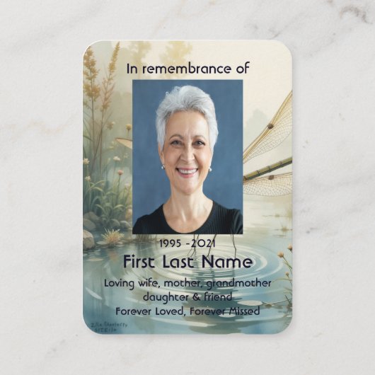 メモリアル写真祈りの言葉ドラゴンフライ平和湖 名刺 (裏面)