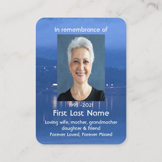 メモリアル写真祈りの言葉ドーンモーニングレイクトラフィック 名刺 (裏面)