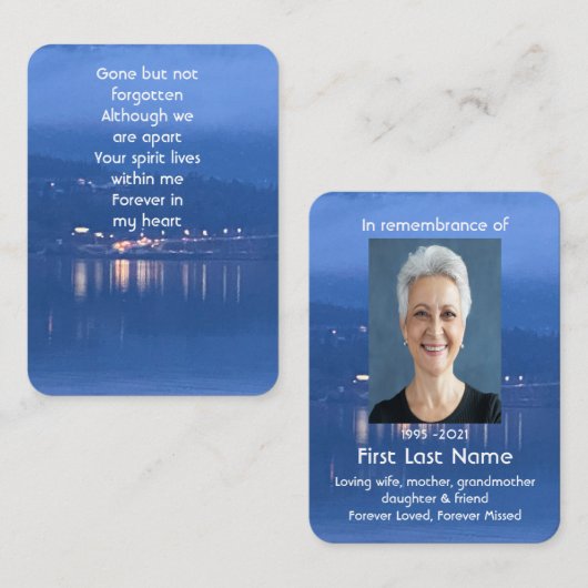 メモリアル写真祈りの言葉ドーンモーニングレイクトラフィック 名刺 (正面/裏面)