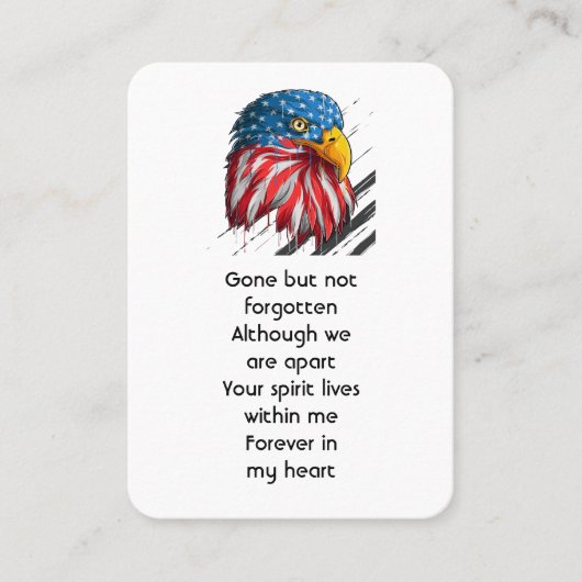 メモリアル写真祈りの言葉バルトイーグル軍隊 名刺 (正面)