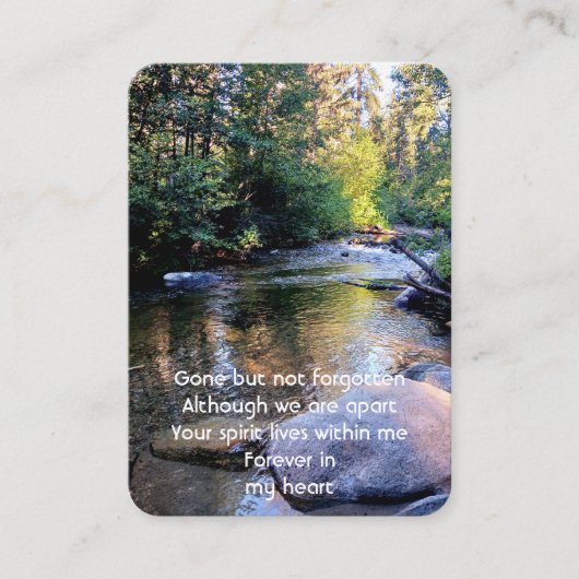 メモリアル写真祈りの言葉ピースフルクリークストリームウォーター 名刺 (正面)