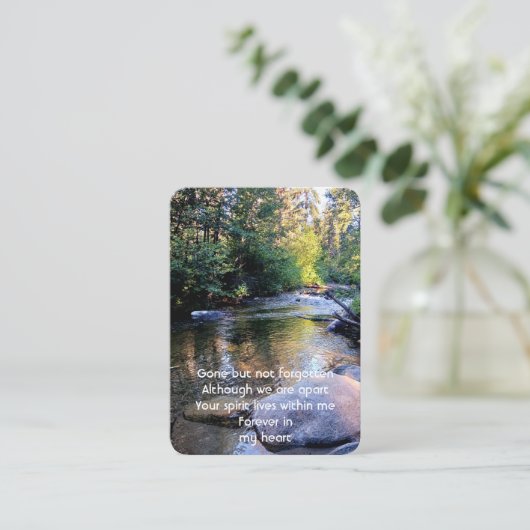 メモリアル写真祈りの言葉ピースフルクリークストリームウォーター 名刺 (スタンド正面)