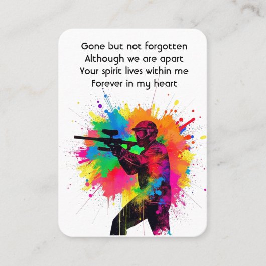 メモリアル写真祈りの言葉ペイントボールゲーム愛好家 名刺 (正面)