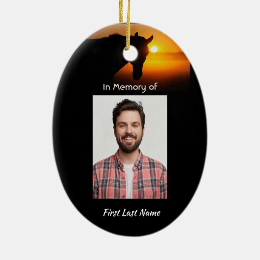 メモリアル写真祈りの言葉ホースウェスタン セラミックオーナメント (裏面)