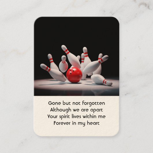 メモリアル写真祈りの言葉ボーリングボウリングをする人、 クリケットの投手 名刺 (正面)