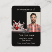 メモリアル写真祈りの言葉ボーリングボウリングをする人、 クリケットの投手 名刺 (裏面)