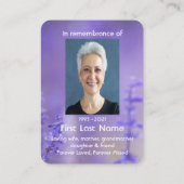 メモリアル写真祈りの言葉ラベンダーハミングバード 名刺 (裏面)