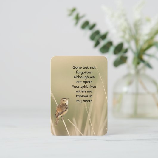 メモリアル写真祈りの言葉リトルバードガーデン自然 名刺 (スタンド正面)