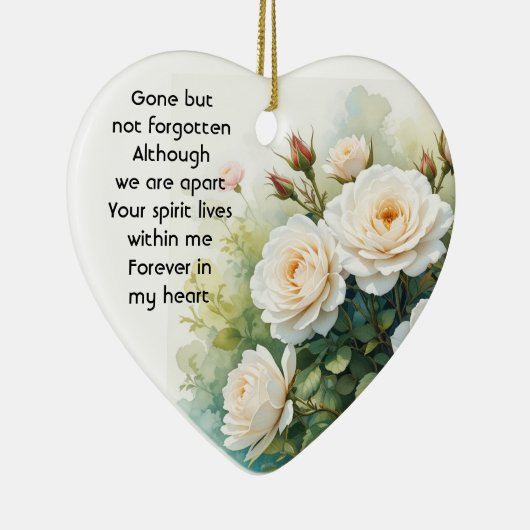 メモリアル写真祈りの言葉白バラ花 セラミックオーナメント (右)