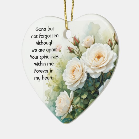 メモリアル写真祈りの言葉白バラ花 セラミックオーナメント (左)