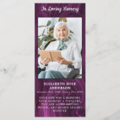 メモリアル写真葬儀祈りの言葉カードパープルマーブル (正面)