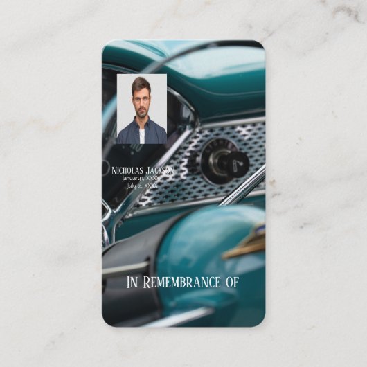 メモリアル写真記念アンティーク車自動車 名刺 (正面)