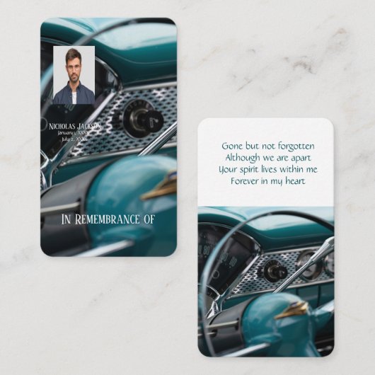 メモリアル写真記念アンティーク車自動車 名刺 (正面/裏面)