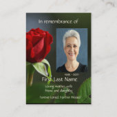 メモリアル写真赤バラ園の花 名刺 (裏面)
