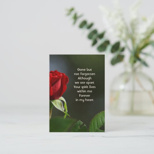 メモリアル写真赤バラ園の花 名刺 (スタンド正面)