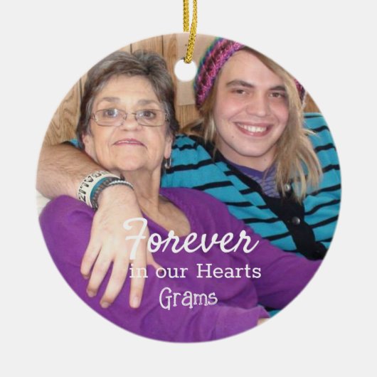 メモリアル写真金ゴールド雪の結晶クリスマス セラミックオーナメント (正面)