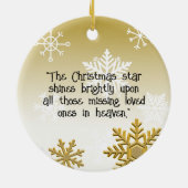メモリアル写真金ゴールド雪の結晶クリスマス セラミックオーナメント (裏面)