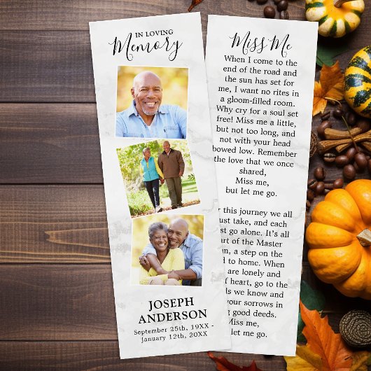 メモリアル大理石3写真葬式祈りの言葉ブックマーク