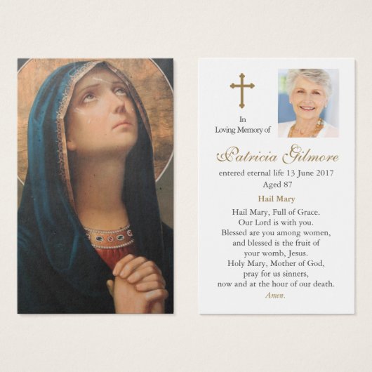 メモリアル天のお母さん祈りの言葉お見舞いカード (正面&裏面)