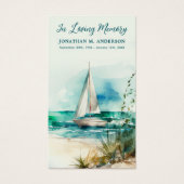 メモリアル帆船シンプル写真葬式祈りの言葉カード (正面)