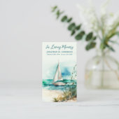 メモリアル帆船水彩葬儀祈りの言葉カード コーリングカード (スタンド正面)