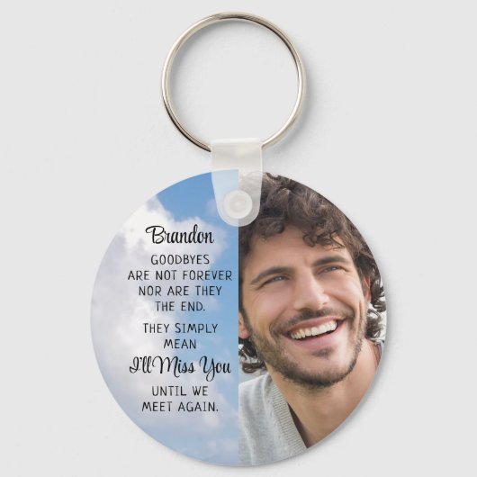 メモリアル引用文写真パーソナライズされた記念 キーホルダー (正面)