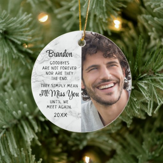 メモリアル引用文写真追悼キープサケマーブル セラミックオーナメント (ツリー)