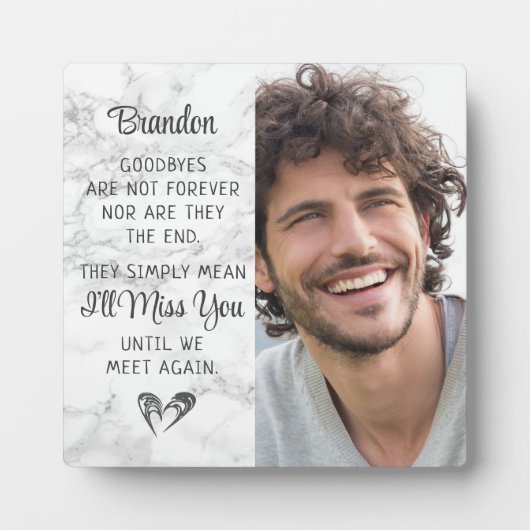 メモリアル引用文写真追悼キープサケマーブル フォトプラーク (正面)