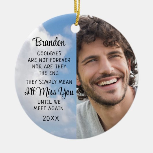 メモリアル引用文写真追悼悔やみや弔慰記念 セラミックオーナメント (正面)