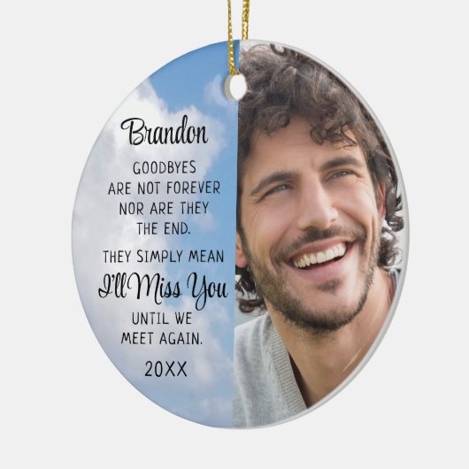 メモリアル引用文写真追悼悔やみや弔慰記念 セラミックオーナメント (左)