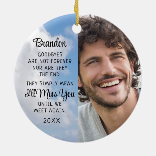 メモリアル引用文写真追悼悔やみや弔慰記念 セラミックオーナメント (裏面)