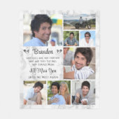 メモリアル引用文8写真追悼キープサク大理石 フリースブランケット (正面)